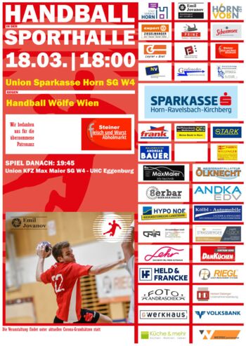 Spieleankünder  ML1 Union Sparkasse Horn SG W4 – Handball Wölfe Wien